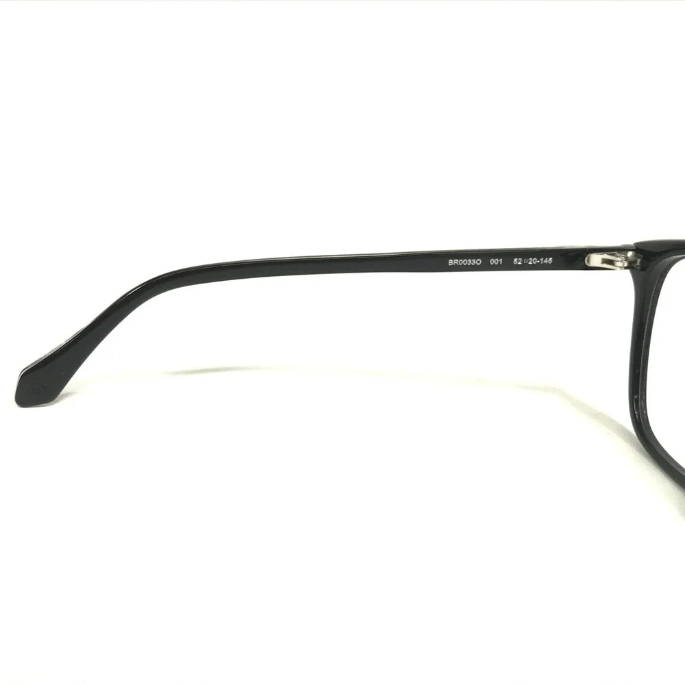Brioni Eyeglasses Frames BR0033O 001 Black Silver Square Full Rim 52-20-145